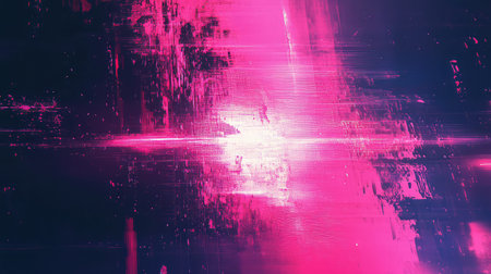 Vibrant pink and blue abstract glitch background textureの写真素材