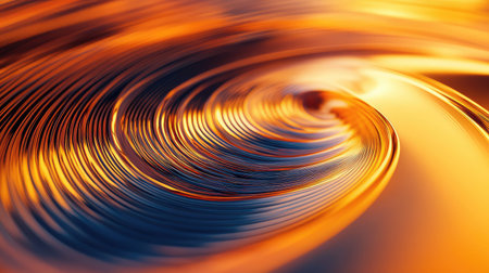 Abstract golden metallic spiral lines forming dynamic movementの写真素材
