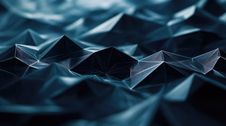 Abstract geometric pattern forming dark blue facetsの写真素材