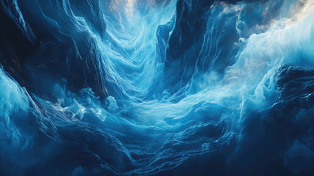 Ethereal blue organic fluid deep cave abstractionの写真素材