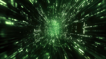 Data stream flowing through abstract digital network tunnelの写真素材