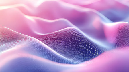 Abstract glowing particle waves creating a digital data surfaceの写真素材