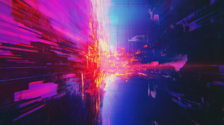 Digital data stream flowing through cyberspace networkの写真素材