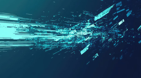 Digital data stream fragmenting creating technology backgroundの写真素材