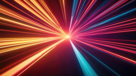 Abstract speed light trails hyperspace tunnel conceptの写真素材