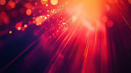 Abstract warm light rays with red bokeh effectの写真素材