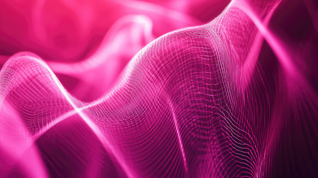 Abstract pink digital waves creating network mesh designの写真素材