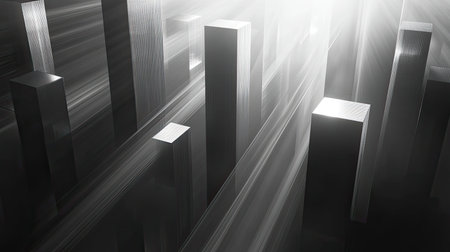 Abstract urban structure with glowing digital data streamsの写真素材