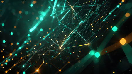 Digital network connecting data points across cyberspaceの写真素材