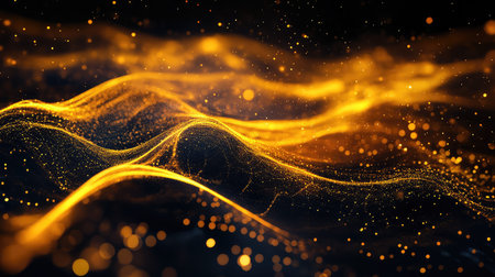 Golden particle waves flowing data energy conceptの写真素材