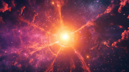 Cosmic light expanding in deep space nebulaの写真素材