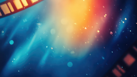Film strip background creating bright bokeh light effectの写真素材