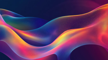 Dynamic digital wave pattern creating vibrant abstract backgroundの写真素材