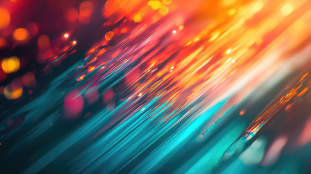 Fiber optic network creating vibrant glowing light lines