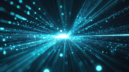 Digital light particles flowing internet data connection