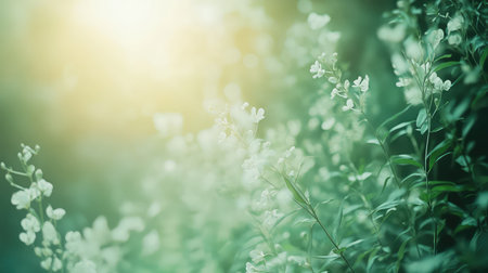 White flowers blooming in soft natural sunlight