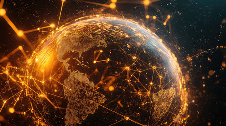 Earth globe representing global network connectivity and data exchange