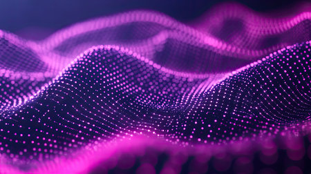 Digital flowing particle network wave representing data