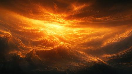 Dynamic fiery energy forming abstract burning cloudscape