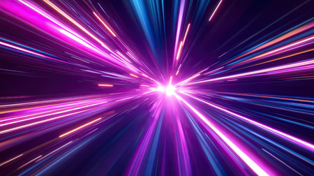 Abstract glowing light beams creating dynamic motion effect