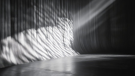 Abstract curved wall with dramatic light beam