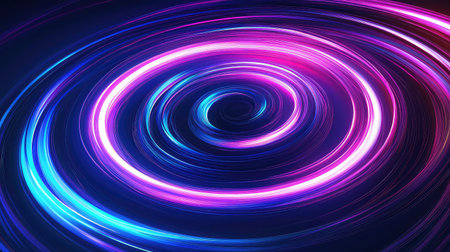 Glowing neon lines forming abstract futuristic spiral vortex