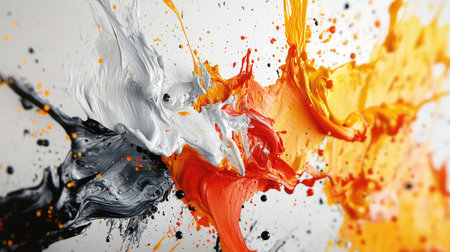 Colorful paint splashing creating dynamic abstract background