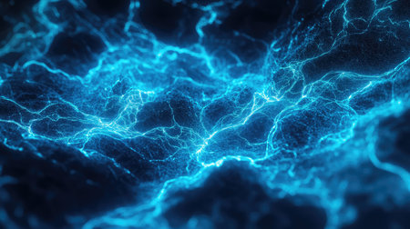 Blue glowing energy flowing as abstract electric currentの写真素材