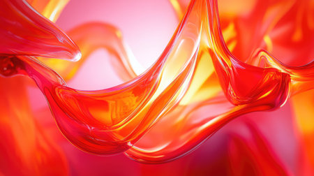 Fluid red orange abstract waves flowing backgroundの写真素材