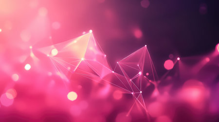 Abstract polygonal mesh linking glowing points in digital space