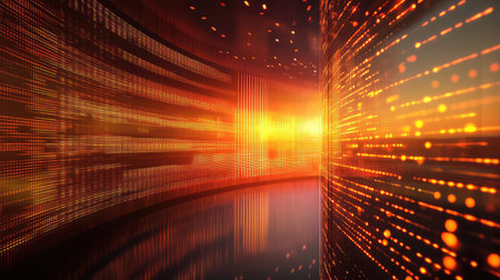 Digital data flowing through abstract circuit tunnelの写真素材