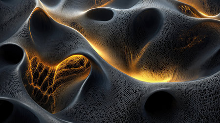 Dark neural network connecting abstract illuminated lines