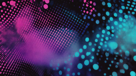 Abstract background creating vibrant neon dots patternの写真素材