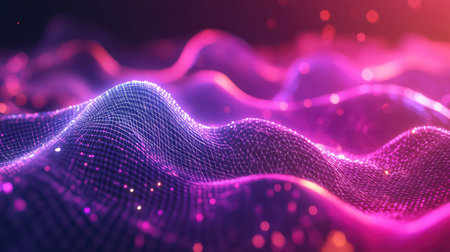 Digital wave particles creating futuristic data mesh background