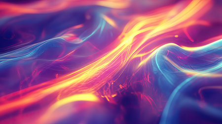 Digital data stream flowing in colorful abstract waves