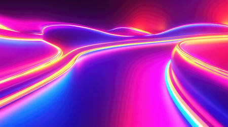 Abstract neon glowing lines flowing vibrant colorsの写真素材