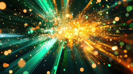 Bursting light rays and sparkling particles creating abstract explosion