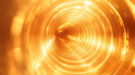 Abstract golden light tunnel spinning creating dynamic energy flowの写真素材
