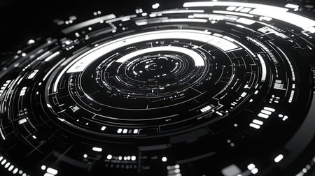 Abstract digital interface displaying computing data and futuristic technologyの写真素材