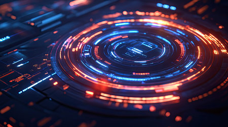 Artificial intelligence processing digital data on a futuristic interfaceの写真素材