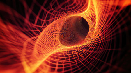Abstract glowing tunnel forming digital wireframe grid