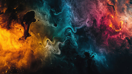 Abstract colorful smoky cosmic nebula background blending huesの写真素材