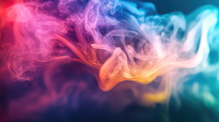 Vibrant flowing smoke creating colorful abstract background patternの写真素材
