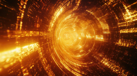 Digital data tunnel showing fast network information flowの写真素材