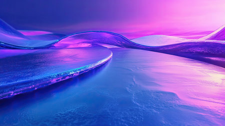 Abstract wavy surface creating a colorful fluid landscapeの写真素材
