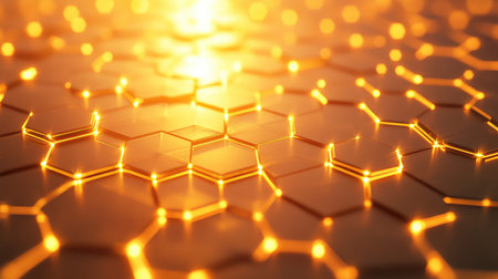 Glowing hexagon network creating abstract digital technology background