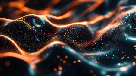 Digital data flowing through connected network waves