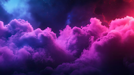 Abstract vibrant neon cloudscape and vivid starry nightの写真素材