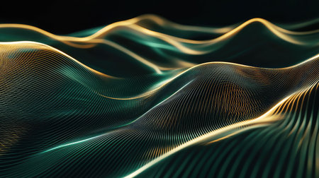 Abstract flowing wave patterns representing digital data streamの写真素材