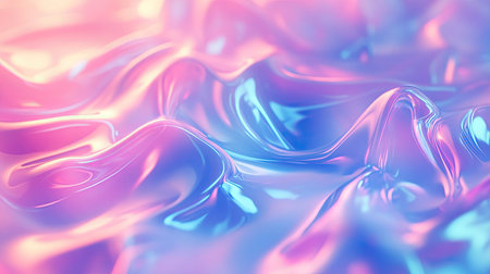 Iridescent liquid surface creating a holographic gradient backgroundの写真素材